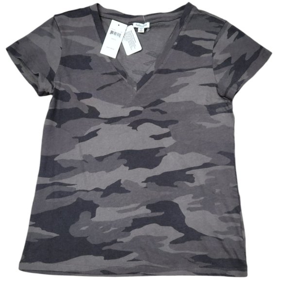 NWT Splendid Kate Camo V Neck Casual Soft Short Sleeve Tee Top Size XS - Picture 2 of 7